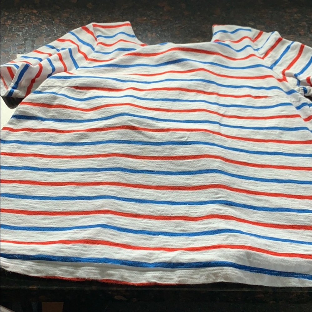 White red and blue striped top